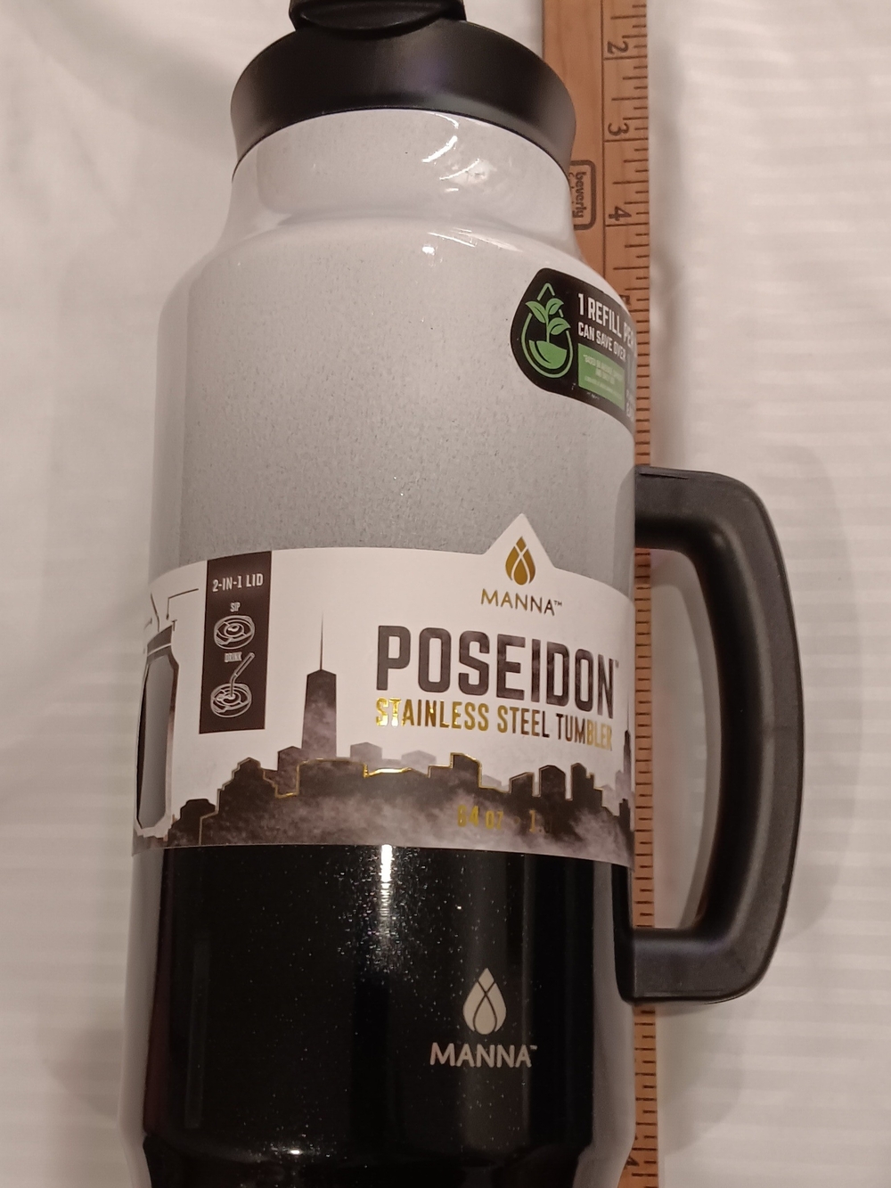 MANNA Poseidon Stainless Steel Tumbler - Two-Tone White & Black  1.9 Litre
